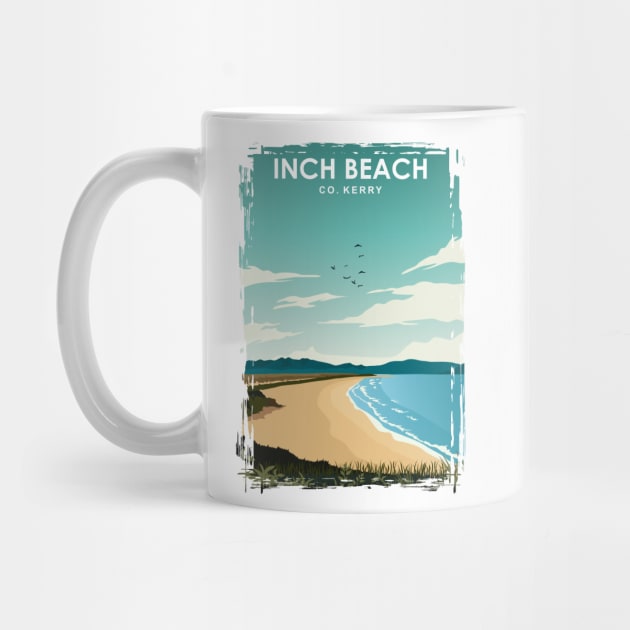 Inch Beach Kerry Ireland Vintage Minimal Retro Travel Poster by jornvanhezik